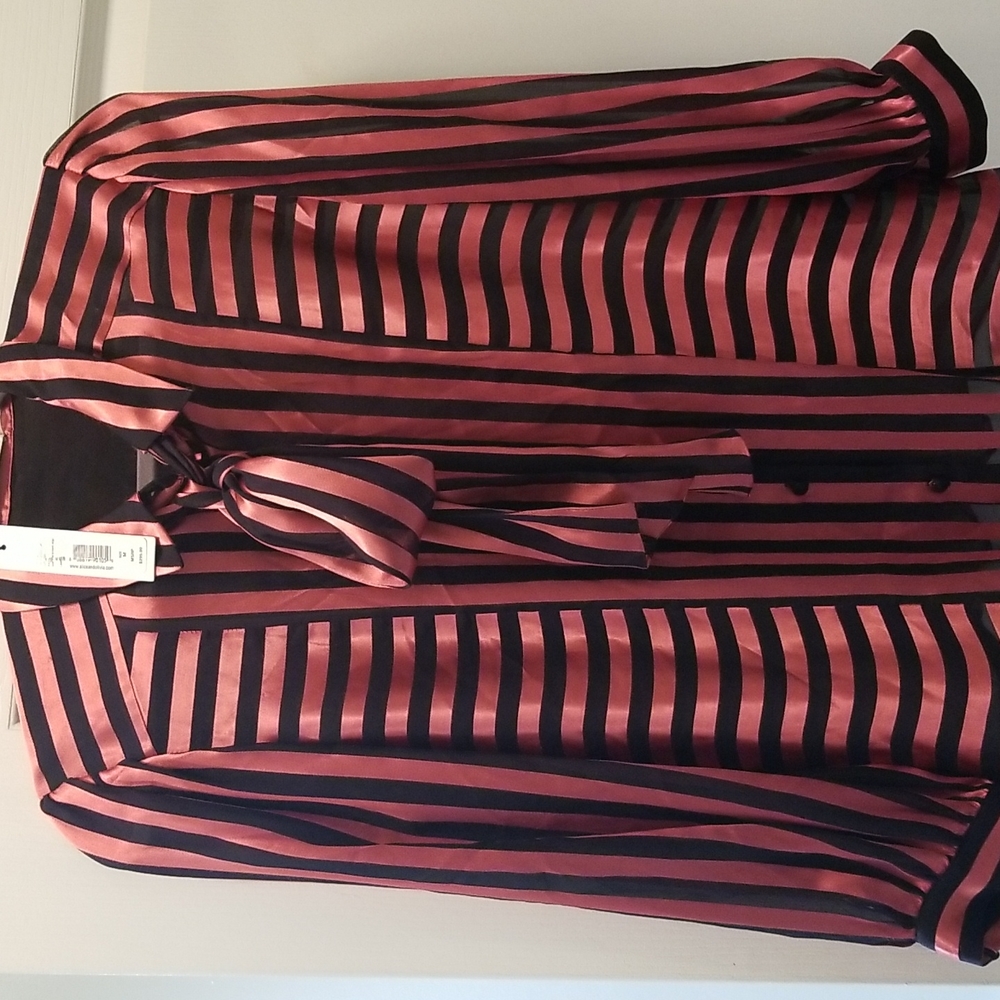 COPY - Alice + Olivia Striped Bow Blouse sz Medium NWT (see description)
